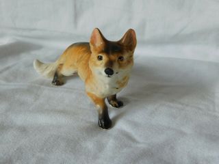 Vintage Relco Japan Ceramic Fox Figurine With Label 6 " Inches Long