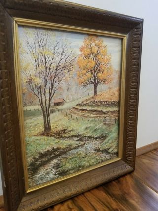 Vintage Landscape Painting Art Wood Frame Grandma Style Retro Wall Gallery 60s