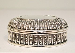 Jewelry Keepsake Trinket Box Silver Plate Small Oval Lined Gift Vanity Desk