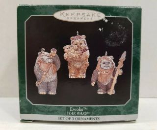 1998 Star Wars Ewoks Hallmark Keepsake Miniature Mini Ornaments Set Of 3