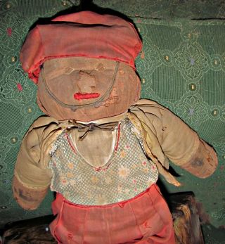 antique folk art hand made cat rag doll primitive aafa 3
