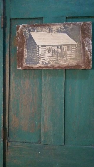 Primitive Vintage Advertising Farm Homestead Log Cabin Civil War Grubby Grungy
