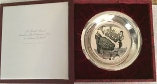 1973 Franklin Sterling Silver " Trimming The Tree " Plate By Norman Rockwell