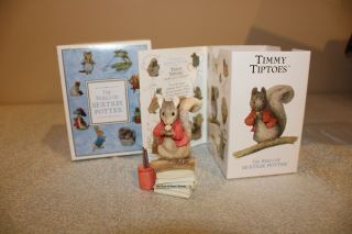 The World Of Beatrix Potter Figurine Timmy Tiptoes Book 1995 Resin Nursery