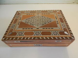 Vintage Wooden Box With Mother Of Pearl