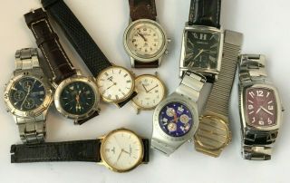 10 Gents Vintage And Modern Quartz Watches For Spares Or Repairs