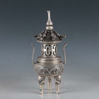 Chinese Silvering Copper Dragon Incense Burner Made During The Qianlong Period