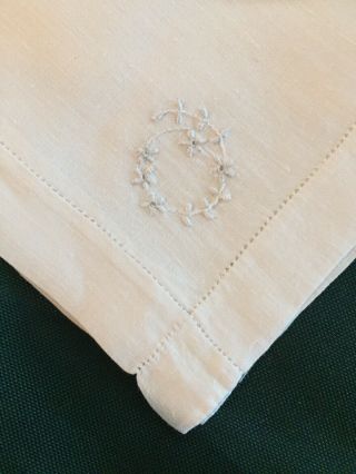 Set of 6 Antique/Vintage Handmade & Embroidered linen tea napkins white 12x12 2
