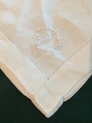 Set of 6 Antique/Vintage Handmade & Embroidered linen tea napkins white 12x12 3