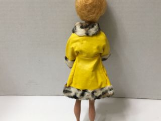 Vintage barbie clothing yellow coat with fur 2