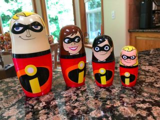 Disney The Incredibles Nesting Dolls,  Complete Set Of 4