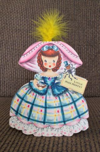 1947 Hallmark Doll Card Land Of Make Believe Series 4,  Little Miss Muffet
