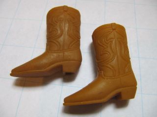 Vintage Taiwan Ken/big Jim Mod Male Camel Brown Squishy Western Cowboy Boot Soft