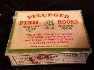 Vintage Pflueger Limerick Fish Hooks Box For Size & Details