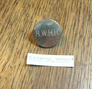 Antique Hunt Button Radnor And West Hereford R W H H 20 Mm Pitt