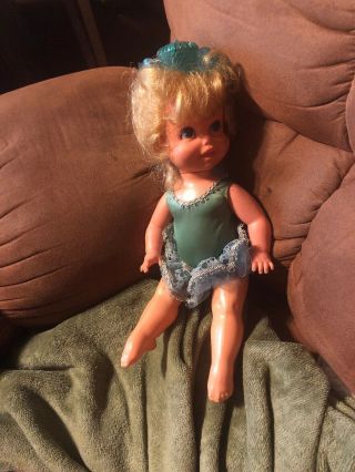 Vintage Mattel Baby Dancerina Ballerina Doll - 1969 In Turquoise Tutu