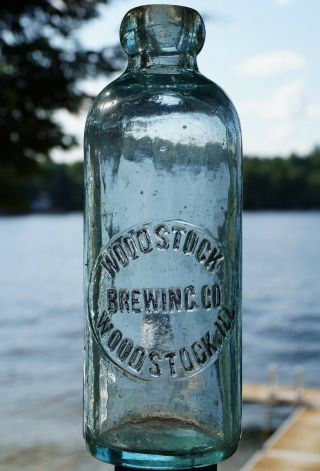 Antique (hutch) Soda Bottle - Woodstock Brewing Co Woodstock,  Ill