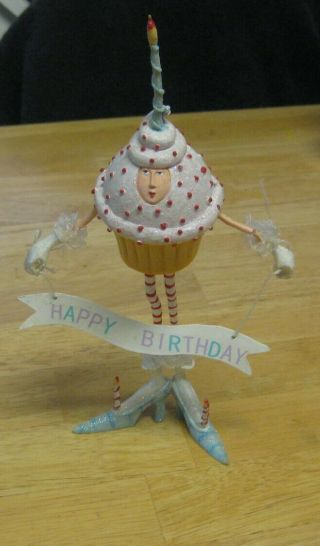 Patience Brewster Krinkles Happy Birthday Cupcake Cake Topper 10 " Figure