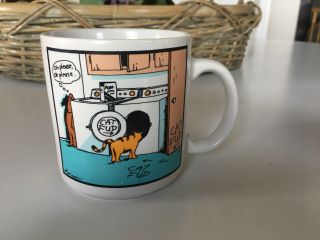 Vintage The Far Side Coffee Mug Cup Cat Fud Food W Dog 1985 Cartoon Gary Larson