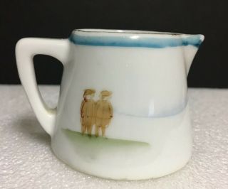 Antique 1900 ' s Child ' s Toy Porcelain Creamer Soldier w/American Flag HP NIPPON 4