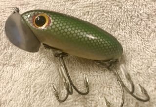 Fishing Lure Fred Arbogast 3/8oz Jitterbug Green Scale 1st Gen Unmarked Lip Bait 3