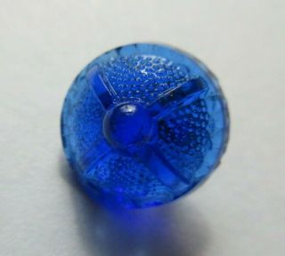 Striking Antique Vtg Molded Cobalt Blue Glass Charmstring Button 7/16 " (j)