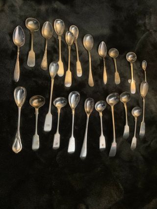 Small Mini Spoons Vintage Old Rare Collectible Signed Marked Stamped Salt Sugar