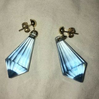 Antique Vtg Czech Blue Crystal Drop Earrings