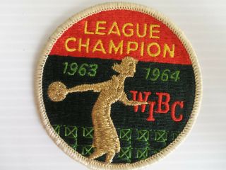 Nos Vintage Mid Century League Champion Patch 1963 - 1964 Womens Bowling Wibc)