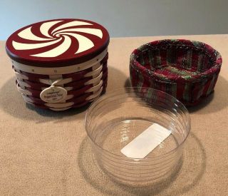 Longaberger 2009 Tree Trimming ‘peppermint Twist’ Basket Combo Red -