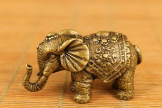 Old Bronze Hand Casting Elephant Figure Statue Netsuke Table Deco Tea Pet Gift