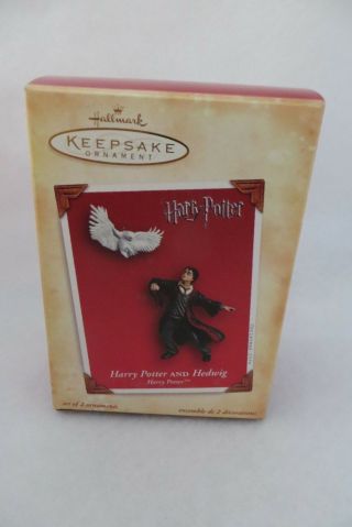 " Harry Potter And Hedwig " 2004 Hallmark Harry Potter 2 Pc Set Qxi4044 - Mib