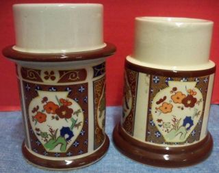Set of 2 Vintage Ceramic Candle Holders & Glass Chimneys Japan 1 Design 2 Styles 2
