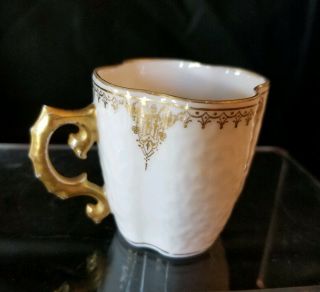 Antique Ls&s Limoges China Demitasse Cup - Gold Handle And Gold Delicate Lace Pa