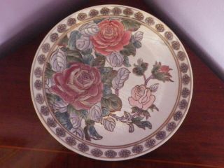 Fabulous Vintage Chinese Toyo Porcelain Rose Flowers Des Plate 26 Cms Diameter
