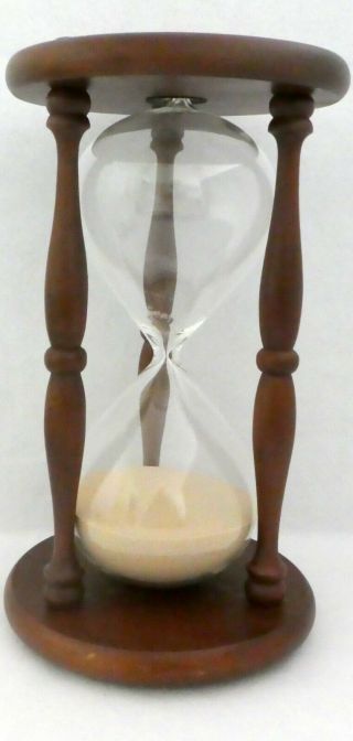 Large Wooden Hourglass Walnut Light Sand Hour Glass 13 " Timer Vintage