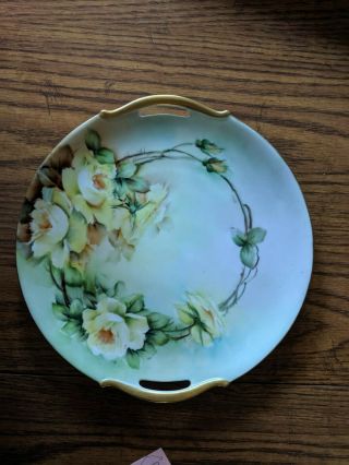 Exquisite Antique Limoges Hand Painted Floral Dessert Plate With Gold Trim