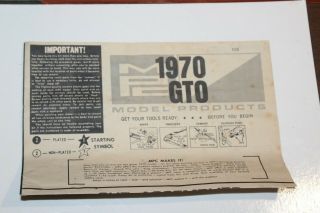 Vintage Mpc 1970 Pontiac Gto Model Kit Instructions