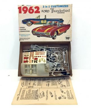 Vintage Palmer Plastics 3 In 1 1962 Ford Thunderbird Model Car Toy As - Is