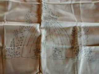 Vintage Crinoline Lady Transferred Fabric To Embroider Freepost
