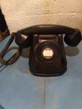 Antique Automatic Electric (aeco) Mono Phone With Chrome Band Handset,  Black