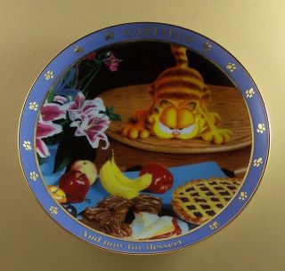 A Day With Garfield Cat Plate And Now For Dessert Jim Davis Danbury