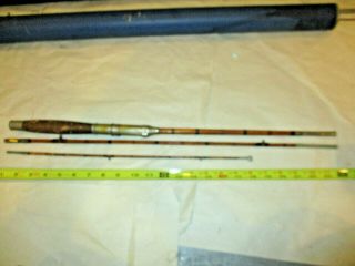 Vintage 3 Piece Unknown Bamboo Fishing Rod Well