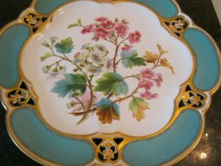 STUNNING ANTIQUE 19th CENTURY DERBY PORCELAIN RETICULATED CABINET PLATE 2