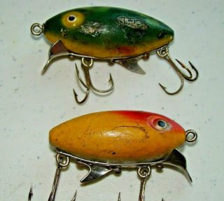 2 Vintage Clark Water Scouts Old Wood Fishing Lures