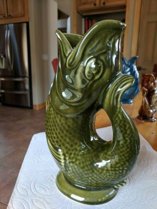 Dartmouth Pottery Devon Fish Pitcher Or Vase.  9 ".