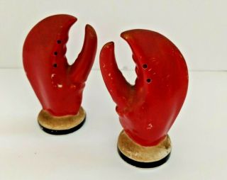 Vintage Lobster Claw Crawfish Crab Salt And Pepper Shakers Antique Japan Cork