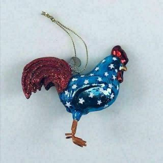 Vintage Dept 56 Patriotic Rooster Ornament (red,  White & Blue)