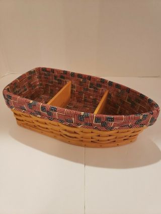 Longaberger 2002 Row Your Boat Basket With Old Glory Liner Protector & Dividers