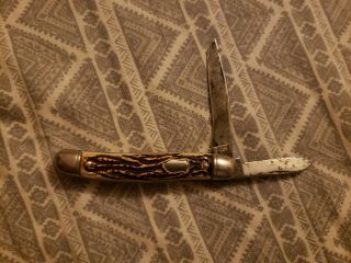 Old Vtg Antique 2 Blade Folding Pocket Knife Made In Usa